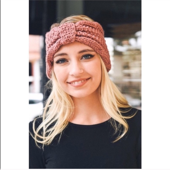 Couture Gypsy Accessories - FREE WITH PURCHASE - Pink Chunky Knit Bow Headband